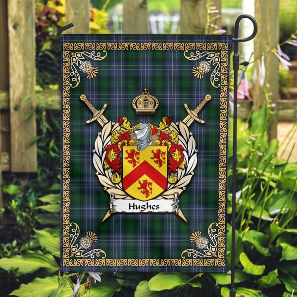 Hughes Tartan Crest Garden Flag - Celtic Thistle Style Discount - Image 2