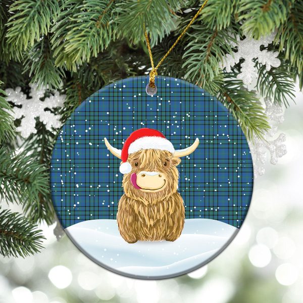 Matheson Hunting Ancient Tartan Christmas Ceramic Ornament - Highland Cows Style Hot on Sale - Image 2