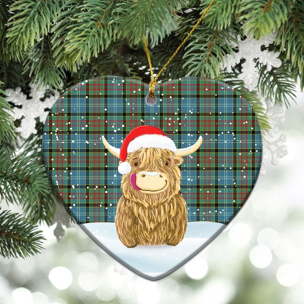 Porterfield Tartan Christmas Ceramic Ornament - Highland Cows Style For Cheap - Image 5
