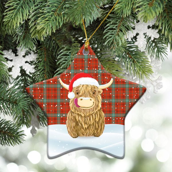 Morrison Red Ancient Tartan Christmas Ceramic Ornament - Highland Cows Style Online Sale - Image 4