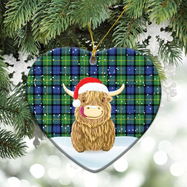 Gordon Old Ancient Tartan Christmas Ceramic Ornament - Highland Cows Style on Sale - Image 5
