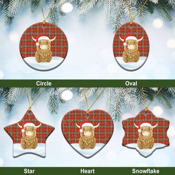 Morrison Red Ancient Tartan Christmas Ceramic Ornament - Highland Cows Style Online Sale