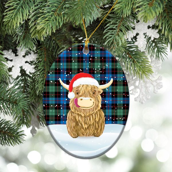 Guthrie Ancient Tartan Christmas Ceramic Ornament - Highland Cows Style Discount - Image 3