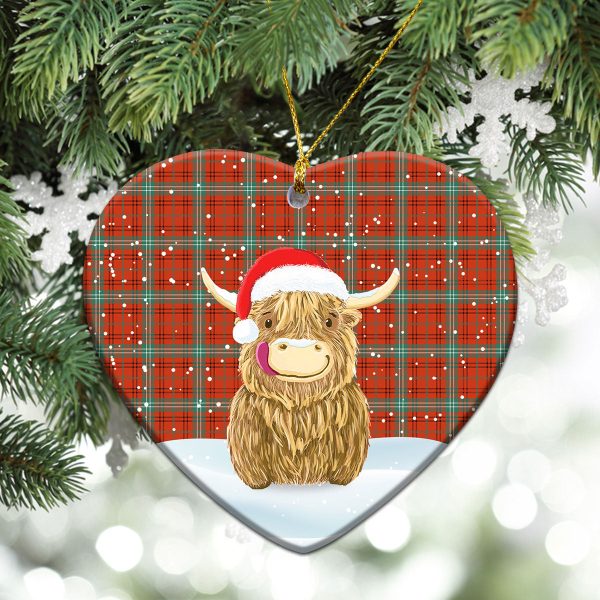 Morrison Red Ancient Tartan Christmas Ceramic Ornament - Highland Cows Style Online Sale - Image 5