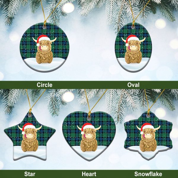 Graham of Menteith Ancient Tartan Christmas Ceramic Ornament - Highland Cows Style Online Sale