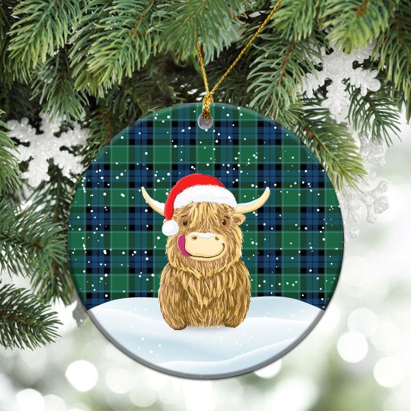 Graham of Menteith Ancient Tartan Christmas Ceramic Ornament - Highland Cows Style Online Sale - Image 2