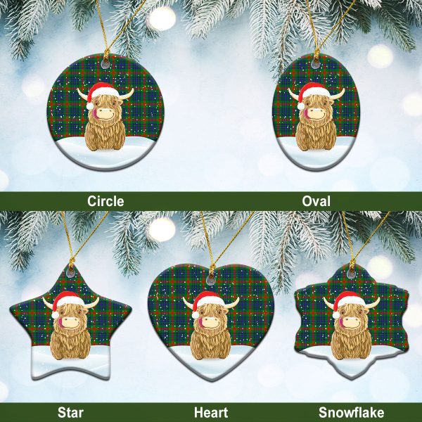 Aiton Tartan Christmas Ceramic Ornament - Highland Cows Style Hot on Sale