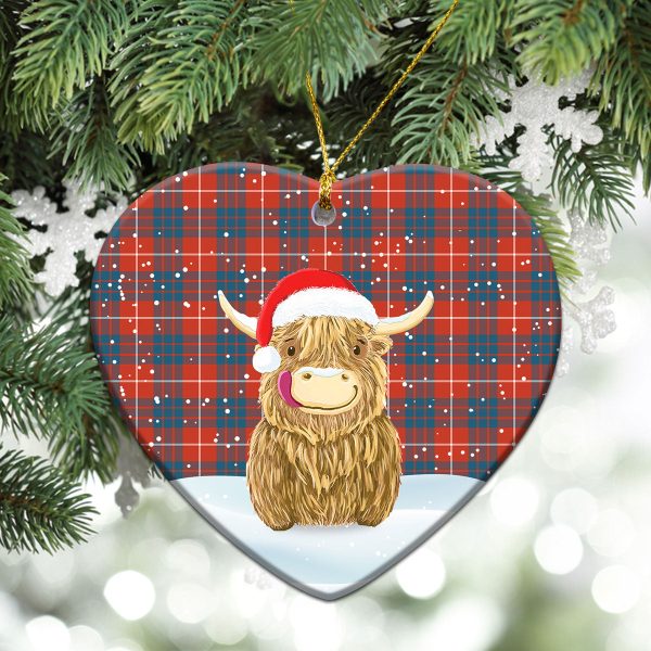Hamilton Ancient Tartan Christmas Ceramic Ornament - Highland Cows Style Online Sale - Image 5