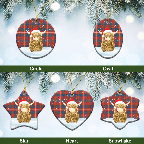 Hamilton Ancient Tartan Christmas Ceramic Ornament - Highland Cows Style Online Sale
